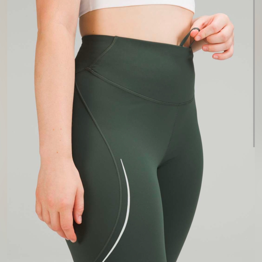 lululemon athletica High-Rise Forest Green Leggings with Reflective Accent